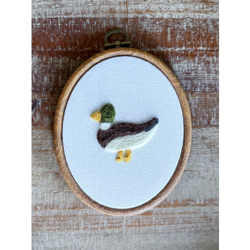Handmade Felted Duck Hoop: Woodland Nursery Decor, Cottagecore Wall Hanging