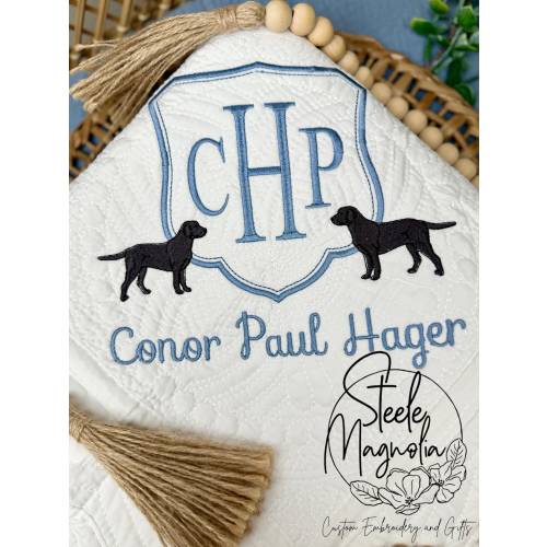 Labrador Dog Baby Boy Blanket Nursery Decor Personalized Baby Heirloom Quilt Custom Name Baby Blanket for Baby Shower Gift New Mom Black Lab