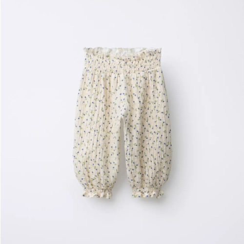FLORAL TEXTURED BAGGY PANTS - Ecru | ZARA United States