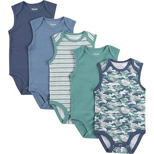 Hanes unisex-baby Baby Bodysuits, Ultimate Flexy Sleeveless for Boys & Girls, 5-pack