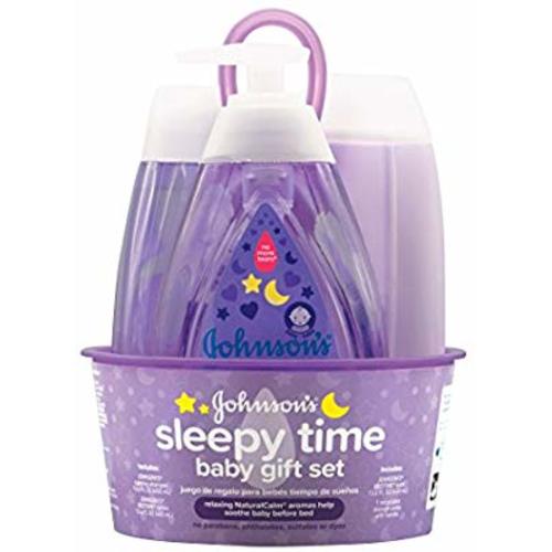 Johnson's Sleepy Time Baby Gift Set with Relaxing NaturalCalm Aromas, Bedtime Essentials, 4 Items - Original Version