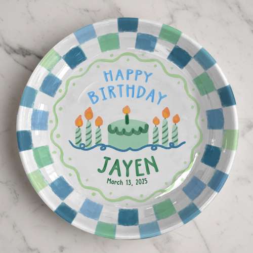 Personalized Happy Birthday Plate for Kids, Custom Name Birthday Keepsake, Ceramic Kid Gift, Child Birthday Party, 1st Birthday Gift Idea