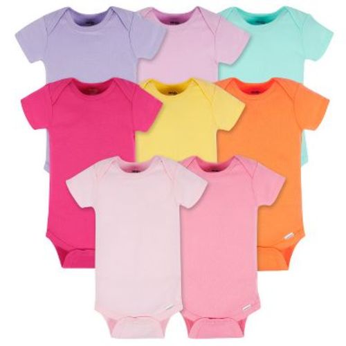 Onesies Brand Baby Neutral Short Sleeve Onesies Bodysuits, Pastel Rainbow, 0-3 months, 8-Pack