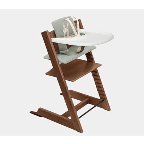 Stokke® Tripp Trapp®&nbsp;High Chair² Warm Brown, Green Cushion & White Tray