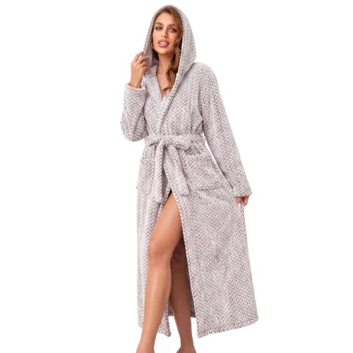 RONGTAI Women's Plush Hooded Robe Bathrobe-Fast Warmth for Home | Ultra-soft plush fabric delivers cozy comfort & quick warmth,for relaxing mornings,peaceful evenings & everyday home moments