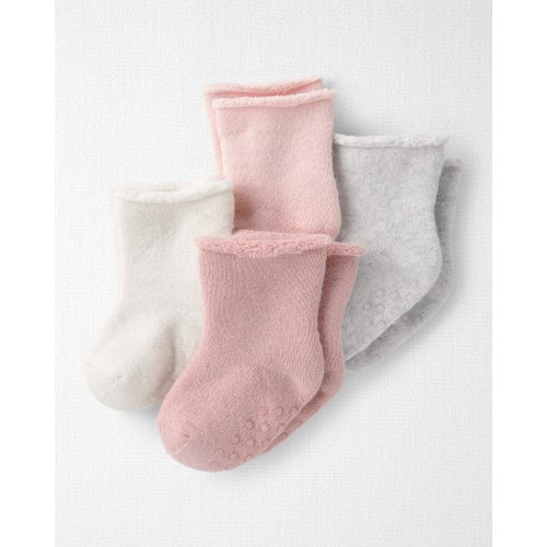 Baby Girl 4-Pack Slip Resistant Socks Made with Organic Cotton - Little Planet | Carter's