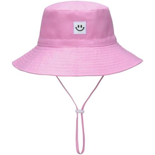 55cube UPF 50+ Baby & Toddler Sun Hat, Wide Brim Infant Bucket Hat for Beach & Outdoors, Adjustable Fit for Ages 0-4 Years