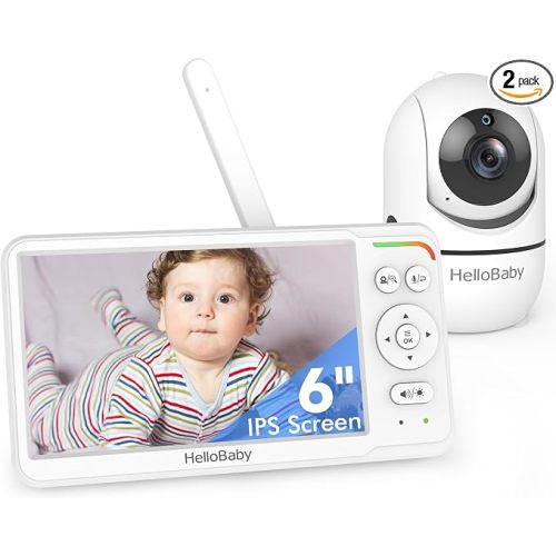 HelloBaby 6'' No WiFi Video Baby Monitor with Camera Audio, 30H Battery