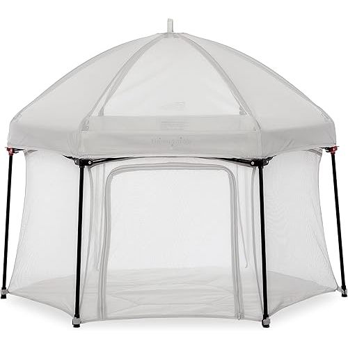 Dream On Me Onyx Playpen Set with Canopy, Baby Playpen, Portable and Lightweight, Playpen for Babies and Toddler, Grey