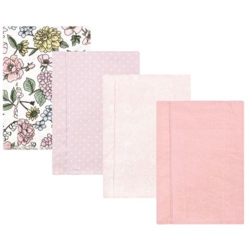 Luvable Friends Hudson Baby Infant Cotton Poly Flannel Burp Cloths 4pk, Vintage Floral