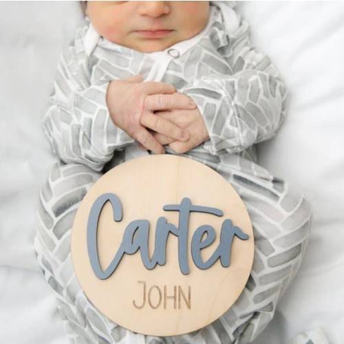 Baby Birth Announcement Sign Baby Name Sign for Hospital Wooden Birth Stat Sign Custom 3D Newborn Baby Photo Prop Newborn Photo Keepsake