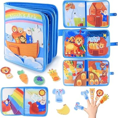 Noah's Ark Busy Book for Toddlers 1-3 - Montessori Toys Busy Board for 1 Year Old Boy Gifts Girl Toys Educational Learning Quiet Activity Books Toddler Easter Basket Stuffers Travel Toys