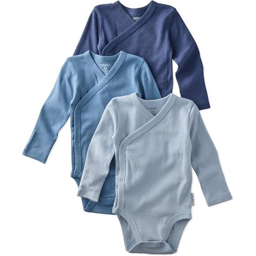 Butterblu Sterling 3-Pack Kimono Bodysuits 100% Organic Cotton Side Snap for Baby Boys & Girls, Terra, 0-3 Months