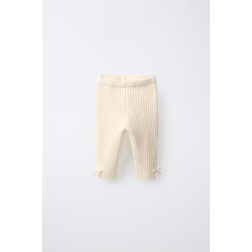 RIB KNIT BOW LEGGINGS - Vanilla | ZARA United States