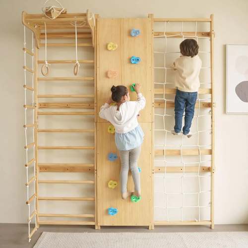 Swedish Ladder Wall Gym & Climber | 9-in-1 | Walnut | Avenlur