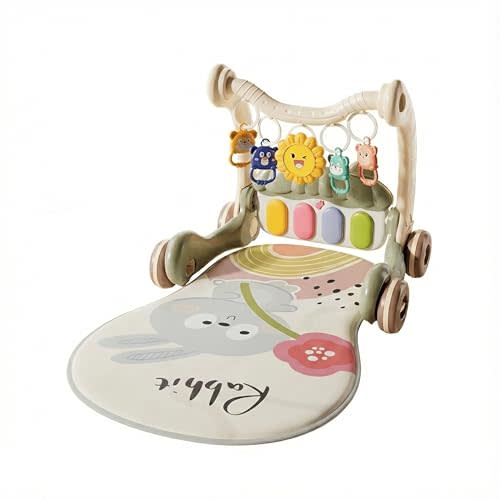 Baby Walker with Tummy Time Mat and Stroller Toys-Sit-to-Stand Walker for Baby Development-Ideal Baby Push Walker and 6-Month-Old Baby Must-Haves-Fun Learning Playtime