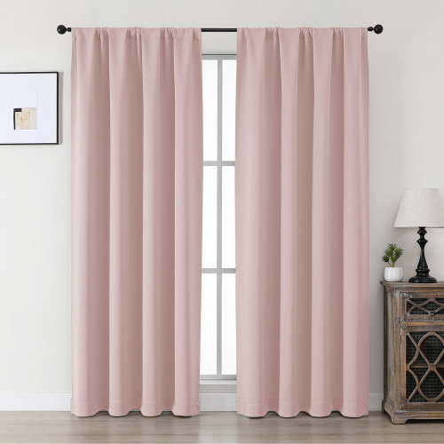 MKHILL Aether 40x72 Blush Blackout Curtains 2 Panels, 72 Inch Long Thermal Drapes for French Door Sliding Glass Door, Each 40" W x 72" L