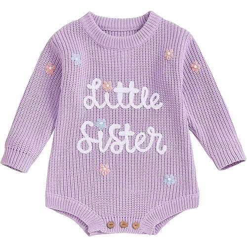 FYBITBO Baby Girl Boy Sweater Knit Oversized Pullover Sweatshirt Romper Onesie Warm Fall Winter Clothes Outfit Newborn