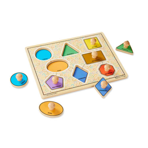 Melissa and Doug Geometric Shapes Peg Puzzle (12+ Months)