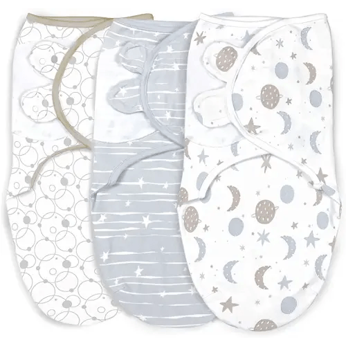 100% Organic Cotton Swaddle Blanket Baby Girl Boy Infant Sleep Sack Wrap, Adjustable Infant Swaddle Wrap Newborn Babies Small 0-3 Months. (Galaxy 3 Pk)