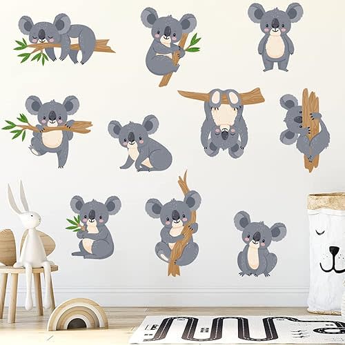Koala and Tree Branch Wall Stickers Kids Wall Decals Peel and Stick Kids Baby Bedroom Playroom Nursery Wall Decor