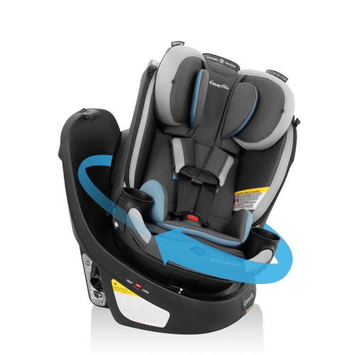 Evenflo Revolve360 Slim 2-in-1 Rotational Car Seat, Quick Clean Cover, Compact Design, Blue