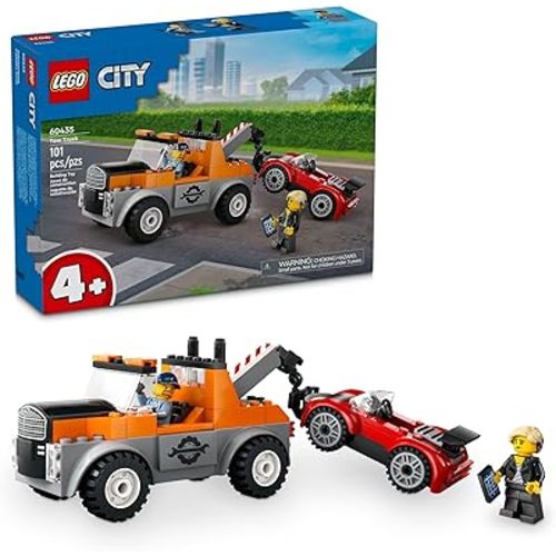 LEGO City Tow Truck and Sports Car Repair Building Toy - Pretend Play Toys for Preschool Kids, Boys & Girls, Ages 4+ - Gift for Birthdays - 60435