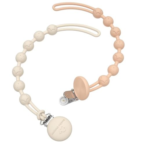 Cuddle Campus Silicone Pacifier Clip Holder with One Piece Design, Pack of 2 Soft Flexible Binky Clips with Texture for Baby Boy and Girl(6m+)