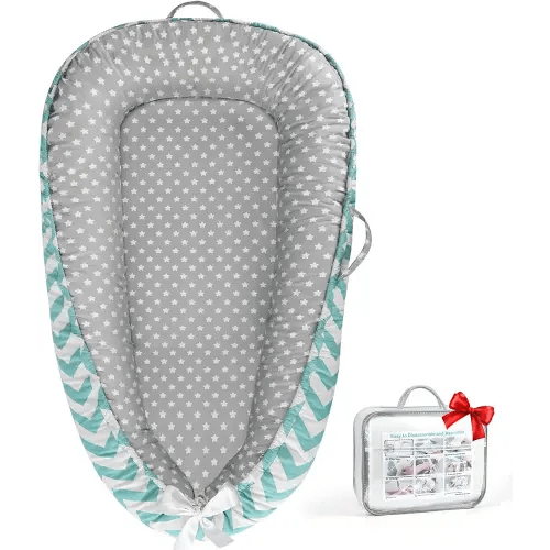 Baby Lounger - Baby Lounger for Newborn 0-24 Months, Breathable Pure Cotton Baby Nest Lounger Cover, Baby Registry Newborn Essentials Gifts, Portable Floor Tummy Time Lounger for Home & Travel