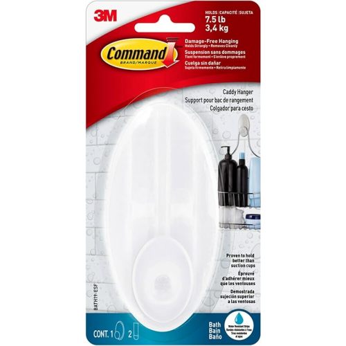 Command Caddy Hanger, 1 Caddy Hanger, 2 Large Strips, Organize Your Bathroom