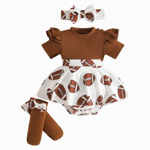 Gubotare Newborn Girl Dresses Newborn Baby Girl Summer Clothes Short Sleeve Romper Shorts Jumpsuit Infant Outfit 0 3 6 9 12 18 24 Months (Coffee,3-6 Months)