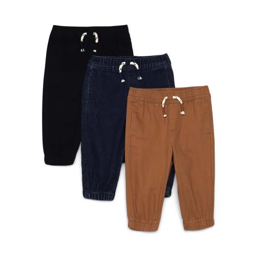 Garanimals Baby Boys Woven Drawstring Joggers, 3-Pack, Sizes 0M-24M