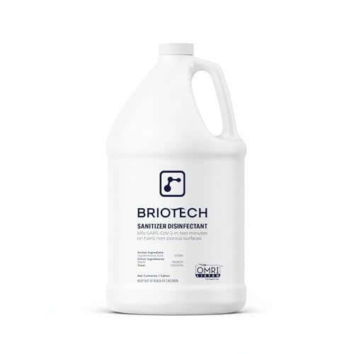 BRIOTECH Sanitizer Disinfectant Hypochlorous, Kill 99.99% of Viruses & Bacteria, Control Mold, Eliminate Odor, Gentle for Nursery & Play Rooms, Food Contact Surface Sanitizer, 1 Gallon Refill