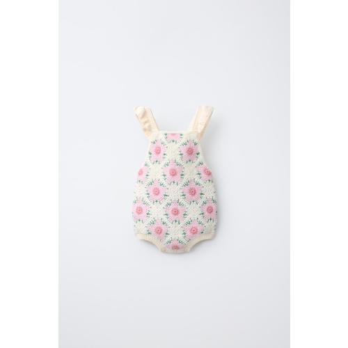 CROCHETED FLOWER ROMPER - Ecru | ZARA United States