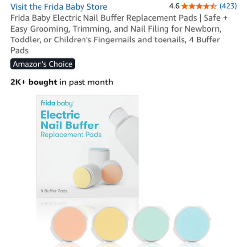 Frida Baby Electric Nail Buffer Replacement Pads | Safe + Easy Grooming, Trimming, and Nail Filing for Newborn, Toddler, or Children's Fingernails and toenails, 4 Buffer Pads