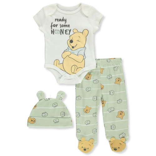 Disney Winnie The Pooh Baby Boys' 3-Piece Pants Set Outfit - green/multi, 3 - 6 months (Newborn)