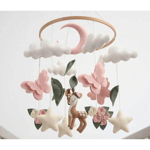 Woodland Deer & Butterfly Nursery Mobile | Baby Shower Gift - Cozybabywear