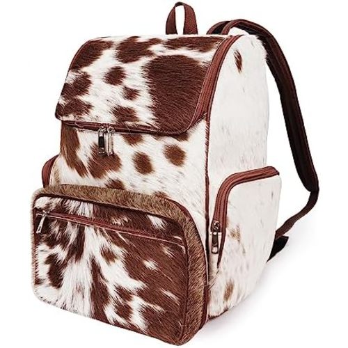 Cowhide Hair Print Diaper Backpack Rucksack/Knapsack Travel Shoulder Bag Brown & White (Backpack)