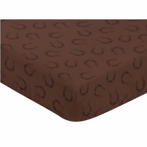 Wild West Cowboy Collection Crib Sheet - Horseshoe Print