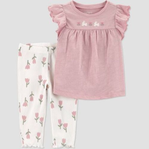 Carter's Just One You® Baby Girls' 2pc Bunny Floral Tank Top and Leggings Set - Pink Newborn
