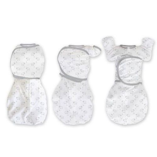 SwaddleDesigns Baby Omni Swaddle Sack with Wrap, Arms Up Elbow Sleeve with Mitten Cuffs - Tiny Lambs - 0-3m