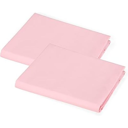 American Baby Company 2 Pack 100% Cotton Percale Fitted Nap Mat Sheet with Elastic Corners, 24" x 48" x 4" - Soft & Breathable Rest Mat Sheet or Nap Mat Cover for Daycare & Preschool, Pink