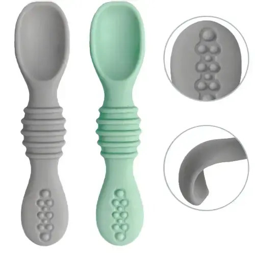 Silicone Baby Spoons – Sage & Sand - otterlove by Platinum Pure | Premium Platinum Silicone Products for Babies & Toddlers