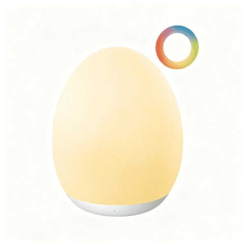 TUWAFE Egg Night Light, Touch Control Stepless Dimming, 8‑color RGB color changing, Usb Rechargeable, 80H Battery, Timer, Silicone, Egg Light Kids Bedroom