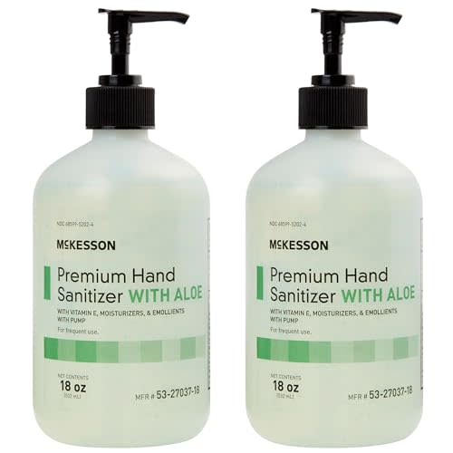 McKesson Hand Sanitizer with Aloe, Pump with 70% Ethyl Alcohol, 18 oz, 2 ct | 70% Ethyl Alcohol, Spring Water Scent, Medical-Grade Sanitizer