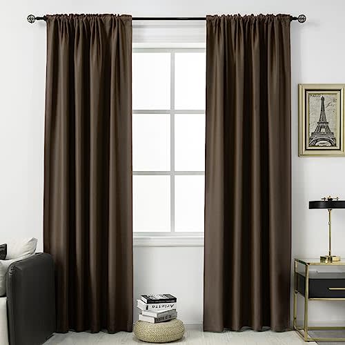 Brown Curtains 120 Inch Length Extra Long Blackout Window Drapes for Bedroom Coffee Color Thermal Insulated 10 FT Curtains for Living Room,Rod Pocket (54 x 120 Inches Long, 2 Panels)