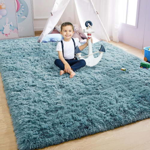 Softlife Super Soft Rug For Living Room Fluffy Rugs For Dorm Room Cute Plush carpet For Bedroom,3'x 5'，Dusty Blue