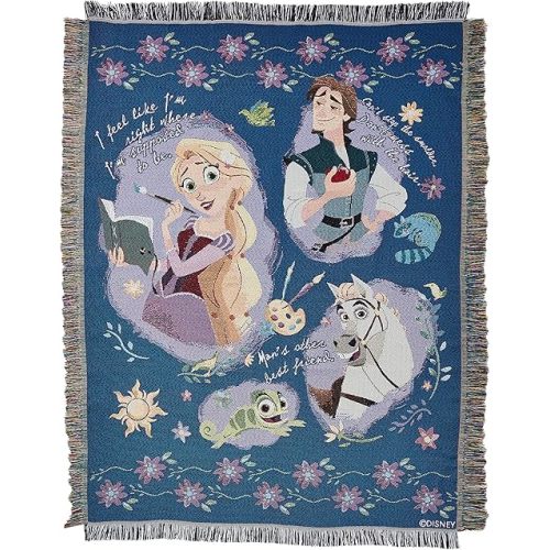 Disney's Princesses, "Storytime Tangled" Woven Tapestry Throw Blanket, 48" x 60", Multi Color