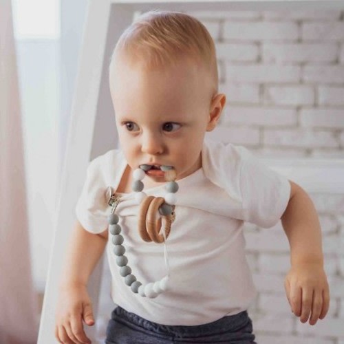 Ulubulu Silicone with Wood Teether - Gray