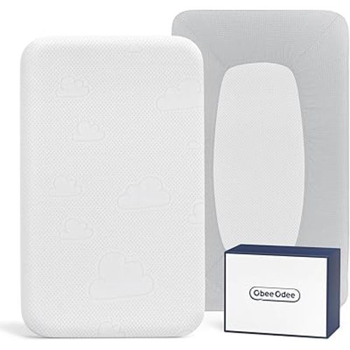 35x20x1.5 Breathable Crib Mattress Protector, Gel Memory Foam Toddler Mattress, Portable Crib Mattress Cover with Sheet for Mini Cribs & Baby Bassinet (Gray)